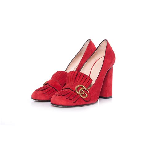 gucci red suede loafer pumps|buy gucci loafers online.